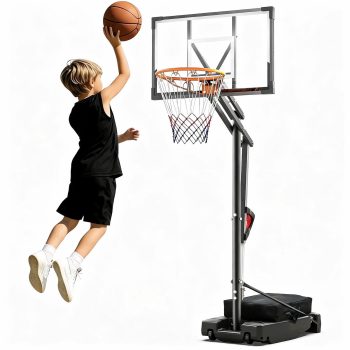 FirstAsk 33" Portable Basketball Goal & Hoop System Adjustable Height 3.9-8.5 ft with PC Backboard for Kids Teens Adults Outdoor Driveway