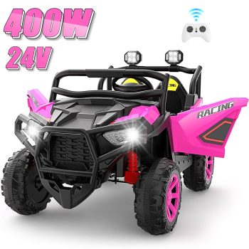 Farmdex 24 Volt 2 Seater Ride on Toys with Remote Control, 400W Powered Ride on Cars 7AH Electric Car w/ Bluetooth, Dashboard, Max Speed 4.4 MPH, Aged 3-8, Spring Suspension