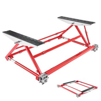 KFFKFF Portable Car Lift, 4400 lbs Capacity, Durable Steel Construction with 23" Max Height, Adjustable Width and Wheels, Manual Operation for Cars, Compact SUVs, Mini Trucks, Ideal for Home Garage