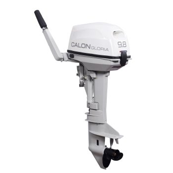 CALON 9.8HP Outboard Motor Short Shaft Two Stroke Boat Engine with Tiller Control Manual Start 12L Fuel Tank for Inflatable Fishing Boats