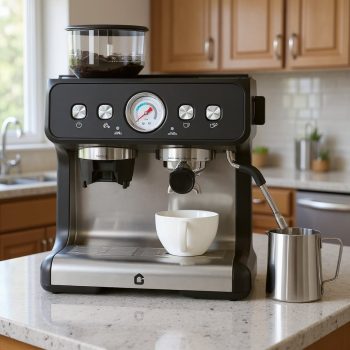 Garvee 20 Bar Espresso Machines, Professional Coffee Machine with Grinder and Milk Frother Steam Wand for Home/Office, 1400W, Black