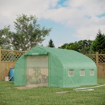 Outsunny Tunnel Greenhouse w/ Mesh Door & Roll-up Sidewalls Hot House