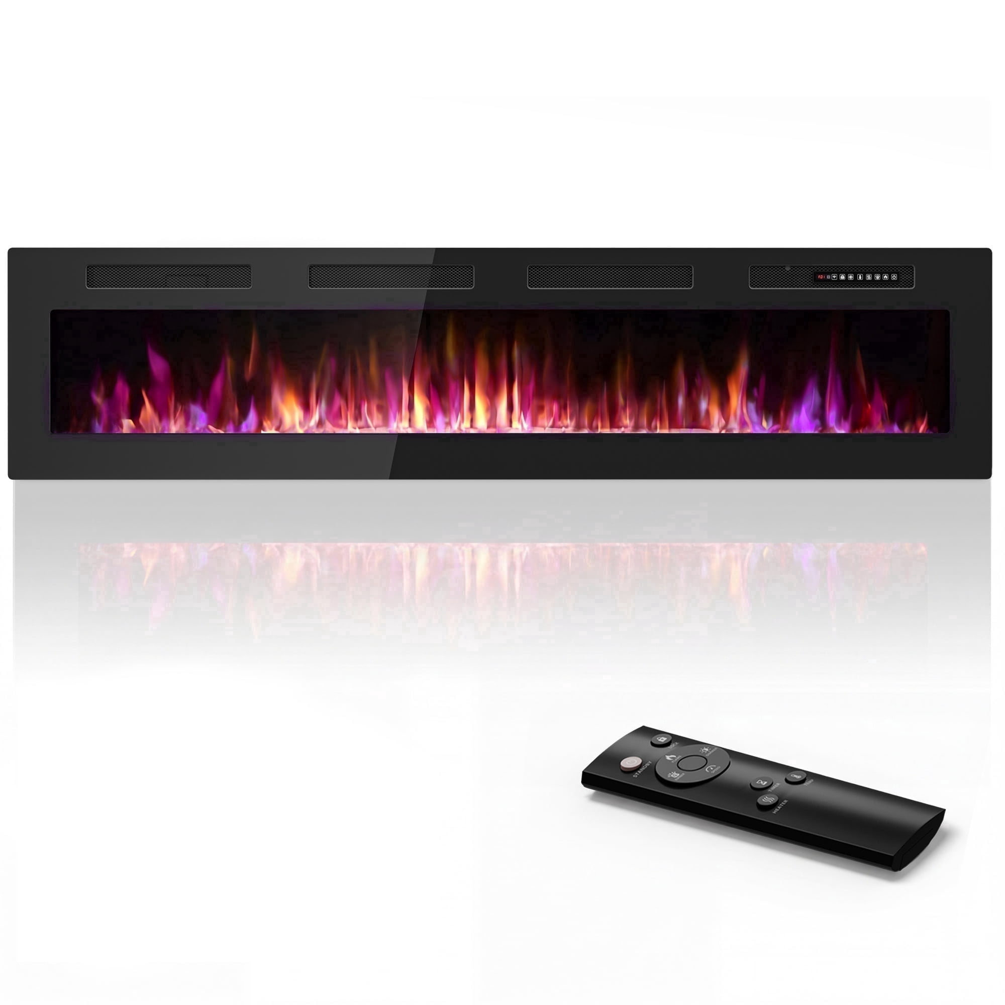 Patiosunny 72 inch Ultra-Thin Silence Linear Electric Fireplace Inserts, Recessed Wall Mounted Fireplace, with 4 air vents, Adjustable Flame Color & Speed,Touch Screen Remote Control, 8h Timer, New