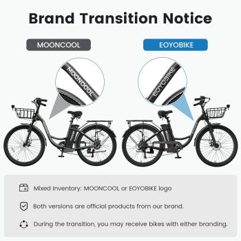 MOONCOOL Electric Bicycle for Adults 350W, 7-Speed Ebike with 36V 10.4Ah Removable Battery, 40 Miles Range, 20 mph Electric Commuter Bike for Women Men