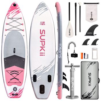 SUPKii 35'' Ultra Wide Inflatable Paddle Board, 480lbs Capacity SUP Board with Premium Paddle Board Accessories, Complete Paddleboard Kit