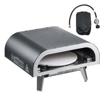 Portable Propane Pizza Oven with Rotating Stone 12 Inch Outdoor Gas Pizza Maker for Backyard Camping Patio Includes Carry Bag Black
