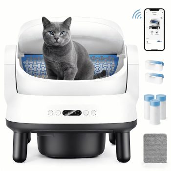 Large Open-Top Automatic Cat Litter Box Self Cleaning with Safety Protection, APP Control, Odor-Free Waste Disposal