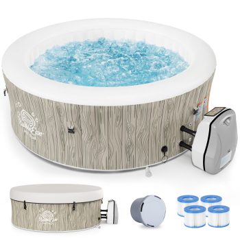 Segmart 6-8 Person Inflatable Hot Tub, 80-inch Round Outdoor Portable Spa with 140 Bubble Jets, Heating & Filtration System, 104F Max Temp, Backyard Blow up Hot Tub with Cover, Easy-Setup