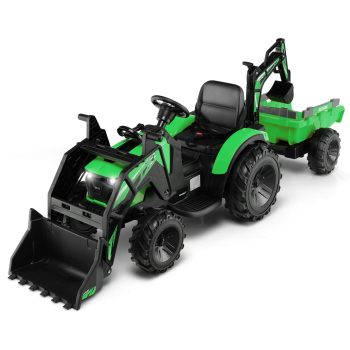 Infans 3-in-1 Kids Ride On Excavator Bulldozer 12V Electric Tractor Remote w/ Trailer