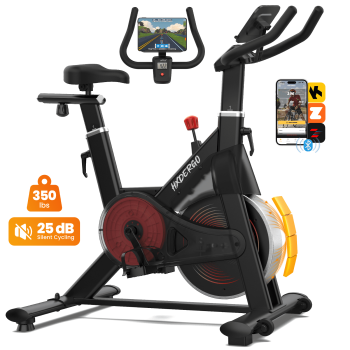 HXD-ERGO Exercise Bike Magnetic Home Stationary Bike with Free App Quiet Indoor Cycling Bike with 350lbs,with LCD Monitor Height-Adjustable Padded Seat
