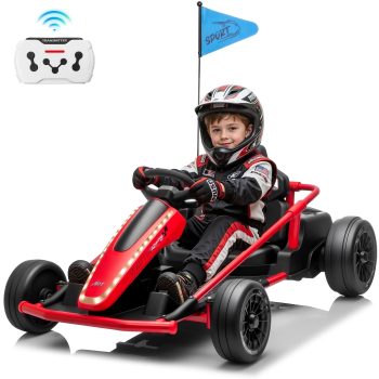 Joyracer 24V 14Ah Kids Electric, Up to 10 MPH, 3 Speed Modes with Remote Control, Metal Frame Ride on Toy with Bluetooth Music & LED Lights, Drift Kart for Kids Ages 6–12