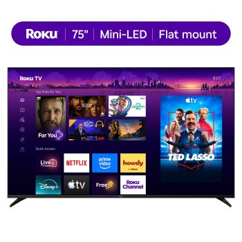 Roku Smart TV 75- Inch Pro Series, 4K QLED Mini-LED TV Roku TV with Backlit Voice Remote Pro
