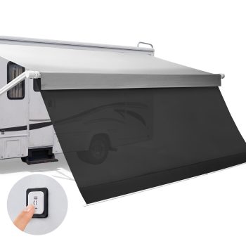 KFFKFF Motorized RV Awning Kit with Sunshade Screen, 18.06FT Electric Retractable Awning Featuring Aluminum Frame & Waterproof Fabric, Suitable for Outdoor Camping Trailers and Most RVs (18FT Model)