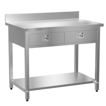 Ktaxon Stainless Steel Work Table with 2 Drawers, NSF Heavy Duty Prep Work Table Utility Table with Undershelf, for Kitchen, Restaurant, Home, Hotel, Garage