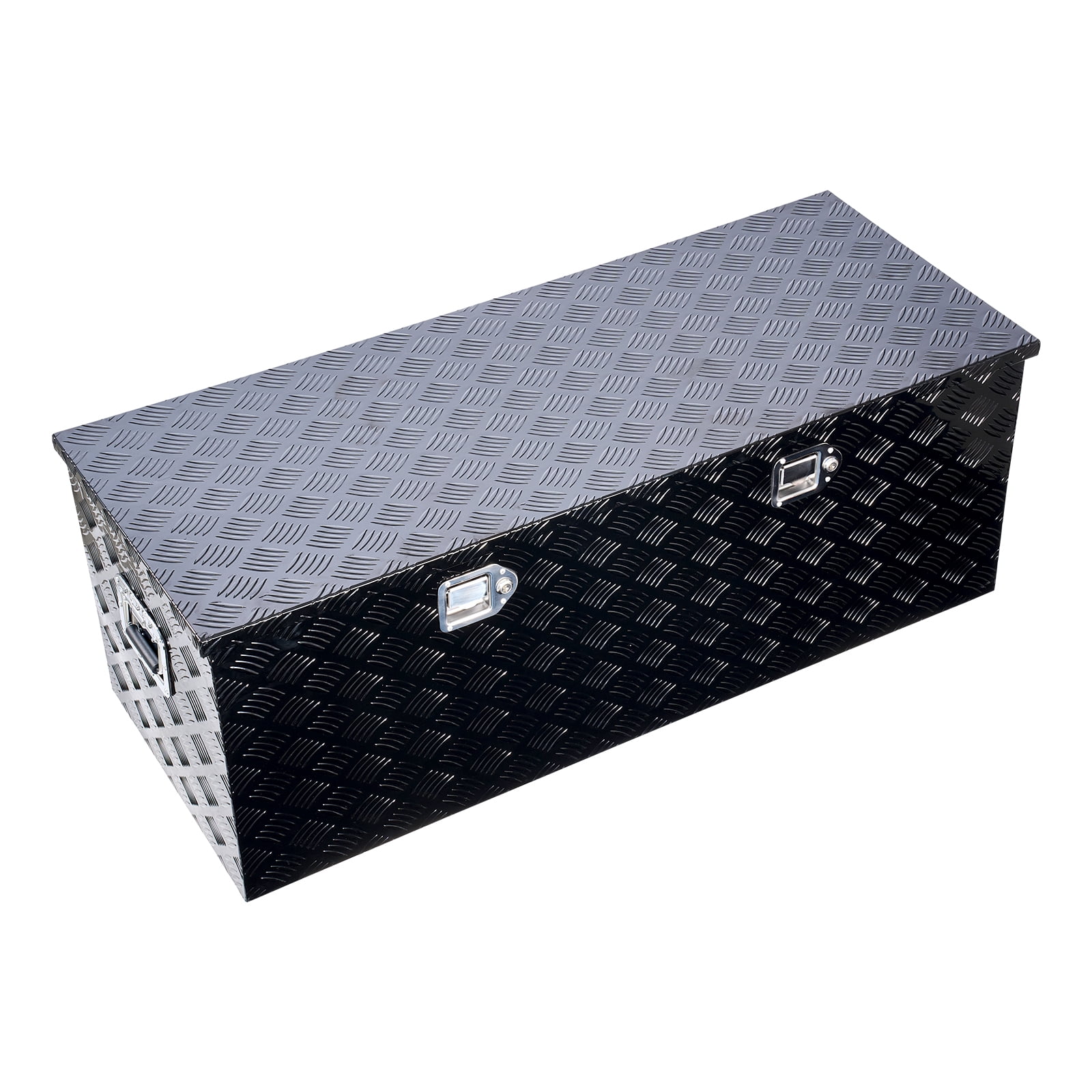 KFFKFF Heavy-Duty Aluminum Truck Bed Tool Box, Textured Storage Box with Side Handles and Locking Mechanism, Organizer Chest for Trailers, Pickups, Truck Beds, and RVs, 48"x19.5"x17.5", Black