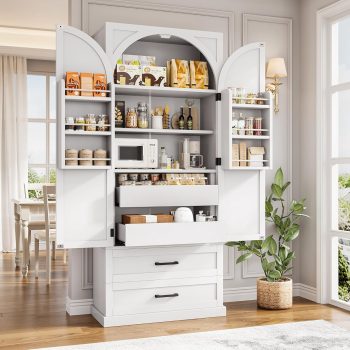iPormis 71" Tall Kitchen Pantry Storage Cabinet with Adjustable Shelf, Large Drawers & Door Shelves, Freestanding Farmhouse Kitchen Cupboard for Dining Room/Living Room