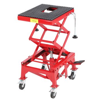 2024 New 350LBS Hydraulic Motorcycle Lift Jack, Scissor Lift Jack, Portable Motorcycle Lift Table with 4 Wheels, Foot-Operated Hoist Stand for Motorcycle, ATV, Dirt Bike