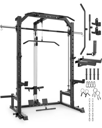 JoanKaren all-in-one Smith Machine with Cable Crossover System,1000 lbs Multifunctional Squat Rack for Home Gym Strength Training