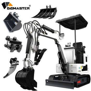 DigMaster 1.2 Ton Mini Excavator, 13.5HP B&S Gasoline Engine, Hydraulic Thumb, Compatible with Multiple Attachments, for Farms, Yards & Forestry, EPA Certified (90% Pre-Assembled)