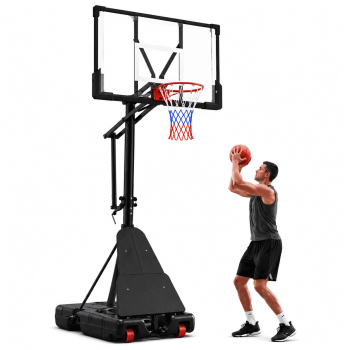 GVDV 44inch Portable Basketball Hoop, 4.46-6.36 FT & 8-10 FT Adjustable Outdoor Basketball Goal for Teens & Adults, Backyard & Driveway