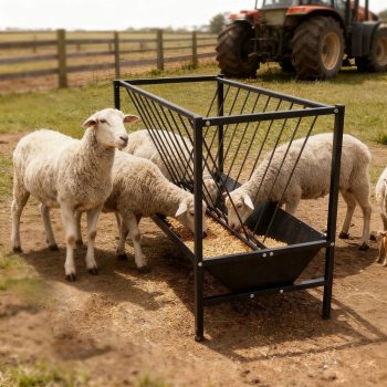2 in 1 Pasture Hay Feeder, Heavy Duty Goat Hay Feeder with Bottom Tray, Hay Grain Livestock Feeder, 2-in-1 Livestock Feeder for Commercial Farms, Ranchlands, Animal Pastures