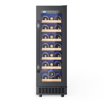 AVAHUM 12 Inch 21-Bottle Under Counter Wine Refrigerator, Slim Built-In or Freestanding Wine Cooler, Curved Handle