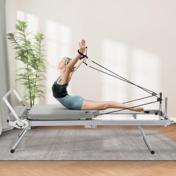 Pilates Reformer Foldable Pilates Machine & Equipment for Home Workout Cardio Fitness Rebounder, Black