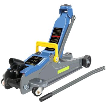 LARBANKE 2.5 Ton Low Profile Hydraulic Floor Jack - Quick Lift Single Piston Pump with 3.35"-15.16" Lift & Safety Tape, Portable Handle