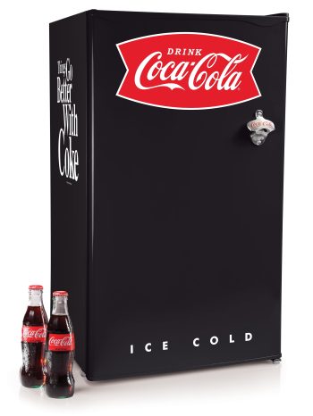 Nostalgia Coca-Cola 3.2 Cu. Ft. Refrigerator With Freezer and Bottle Opener