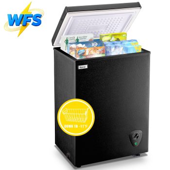WANAI 3.5 Cu.ft Chest Freezer Small Deep Freezer with 7 Gears Temp Control Office Dorm Kitchen Black