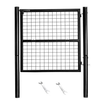 YSLDSKER Fence Gate Heavy Duty Anti-Rust Metal Lockable Pet Kid Safe Black 42x59 Inchblack