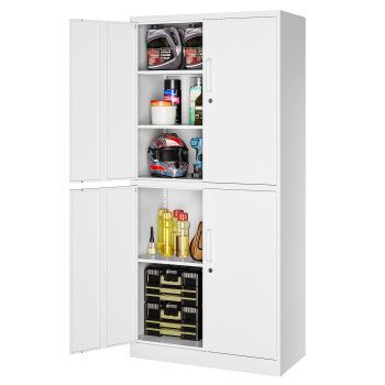 AUHUP 4 Doors Garage Storage Cabinets with 3 Adjustable Shelves, 71"H Locking Steel Storage Cabinet for Home Office, Garage, Warehouse, Workshop ()