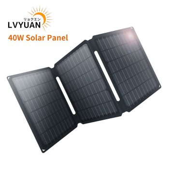 LVYUAN Solar Panel Foldable Solar Panel Charger with USB and TYPE-C Port Portable Waterproof IP65 for iPhone, iPad, Tablets, Laptop, Camera, Power Bank, Hiking, Backpacking, Camping, Outdoor
