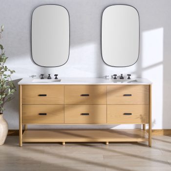 Safavieh Couture Jaylessa 72" Double Sink Bathroom Vanity, Natural/White