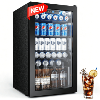 Nepsam 130 Cans Beverage Refrigerator Cooler, Drink Fridge for Soda Wine Beer, Reversible Door & Adjustable Temperature Control for Home Office