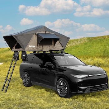 Soft Shell Roof Top Tent for SUV, Truck, Van and Trailer, & LED Light, Waterproof UV Resistant 4-Season Design for 2-3 Person Camping on Truck, SUV, Van, Trailer