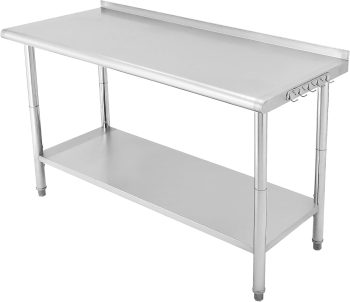 Stainless Steel Table, 24 x 60 Inches Metal Prep & Work Table with Adjustable Undershelf, for Commercial Kitchen, Restaurant, Hotel and Garage