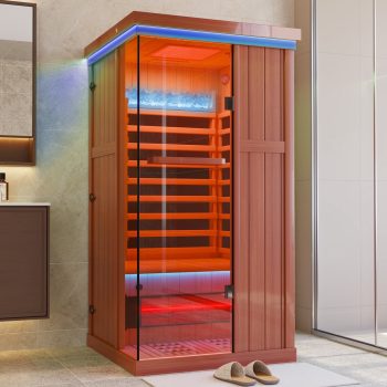 MEISSALIVVE Full Spectrum Infrared Sauna, Home Sauna, Indoor Spa Sauna with Resonance Speaker and Tempered Glass
