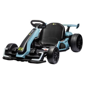 24V Kids Go Kart, 300W Powerful Electric Drift Kart with Dual Motors, Adjustable Seat, 8mph Speed, Bluetooth, Led Lights, Eva Tires, and Brake Pedal for Ages 6+