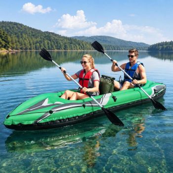 Inflatable Kayak, 11.5 Ft 2 Person Heavy Duty, with Aluminum Paddles, Green