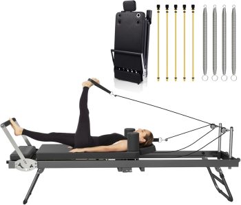 Addwin Foldable Pilates Reformer, Suitable for Beginners and Advanced Users, 400 lb Capacity
