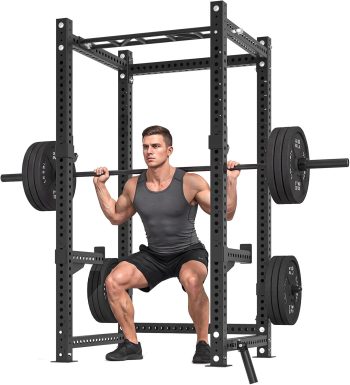 U-MAX Power Cage, 2000 lb Heavy-Duty 3 x 3 Commercial Power Rack with Multi-Grip Pull-Up Bar, Squat Rack for Home Garage Gym, Black