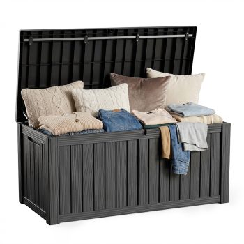 EasyUp 120 Gallon Resin Deck Box, Lockable Patio Outdoor Storage Box for Furniture, Garden Tools and Tools Storage, Waterproof Outside Storage Boxes