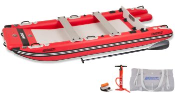 Sea Eagle FastCat12 Catamaran 2-4 Person Inflatable Boat-Rigid, High-Pressure, All-Drop Stitch, Easy Setup, Self-Bailing- Deluxe Package