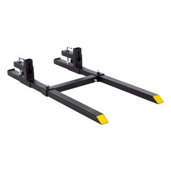 EDX 60" Clamp On Pallet Forks, Heavy Duty 2000lbs Quick Attach, Adjustable Stabilizer Bar for Tractor Attachments, Skid Steer & Loader Bucket