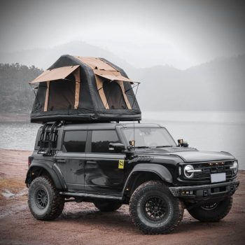 4x4 Roof Top Tent - Inflatable Car Camper with Ladder, Quick-Setup Air Shelter for Off-Road Trucks/SUVs (Khaki & Black)