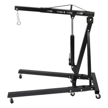 Aiqidi 2 Ton Folding Engine Hoist Cherry Picker Hydraulic Shop Crane Hoist Lift, Heavy Duty Carbon Steel with 6 Iron Caster Wheels