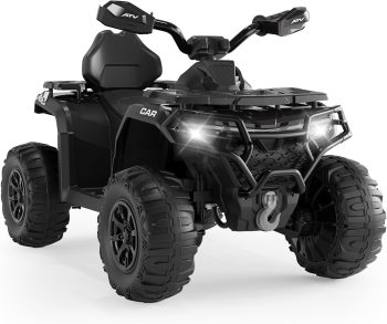 Rugerasy 12V 4 Wheeler ATV,Ride on Eletric Motorcycle, 2-Seater Electric Vehicle Toy Car with High&Low Speed, Music, Led Lights for 3-8 Years