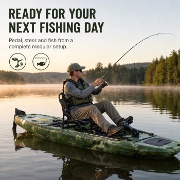 9.5 ft Modular Pedal Fishing Kayak, Sit-on-Top Angler Kayak, Camo, 380 lb Capacity
