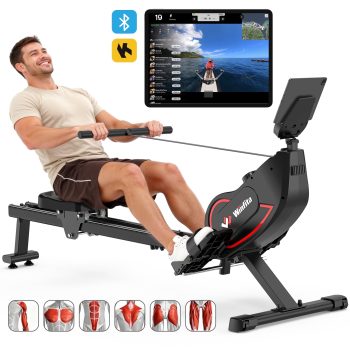 Winfita Magnetic Rowing Machine, 350LB Capacity Rower, 115LBS Max Resistance, 16 Levels, Home Gym Exercise, App Compatible, Tablet Holder